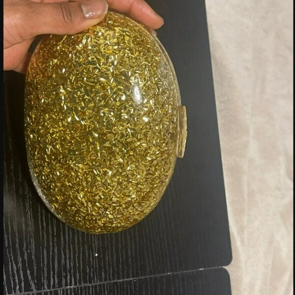 ROUND GOLD GLITTER CLUTCH PURSE - Picture 10 of 13